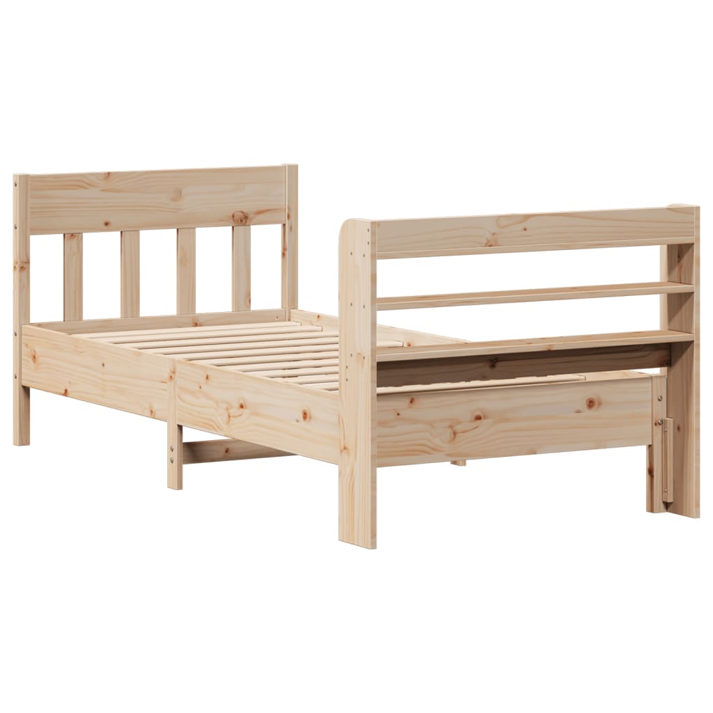 sengeramme uden madras 75x190 cm massivt fyrretræ