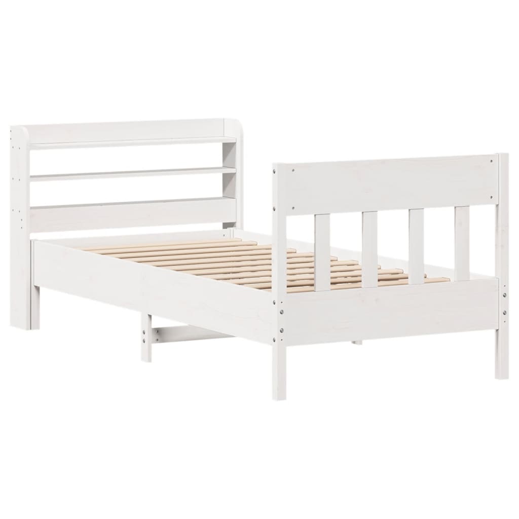 sengeramme uden madras 75x190 cm massivt fyrretræ hvid