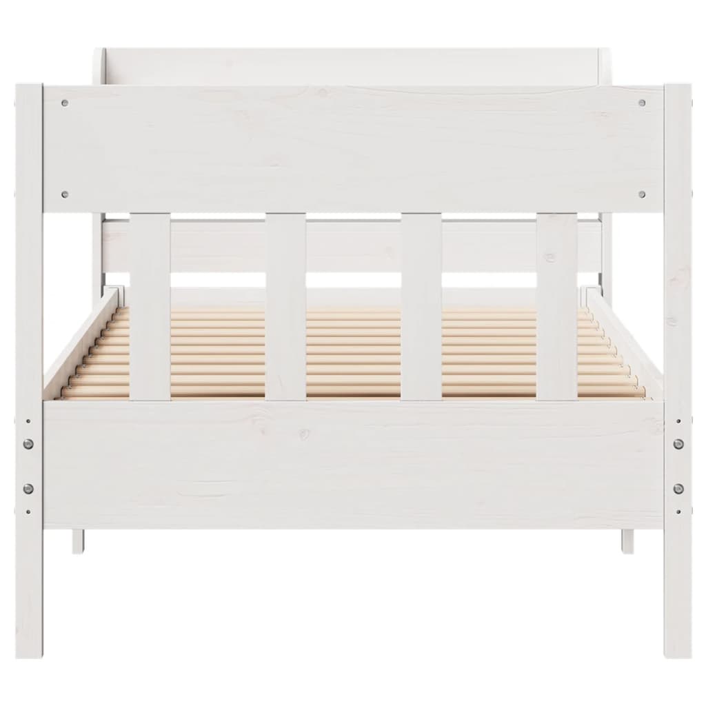 sengeramme uden madras 75x190 cm massivt fyrretræ hvid