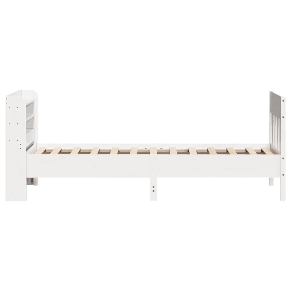 sengeramme uden madras 75x190 cm massivt fyrretræ hvid