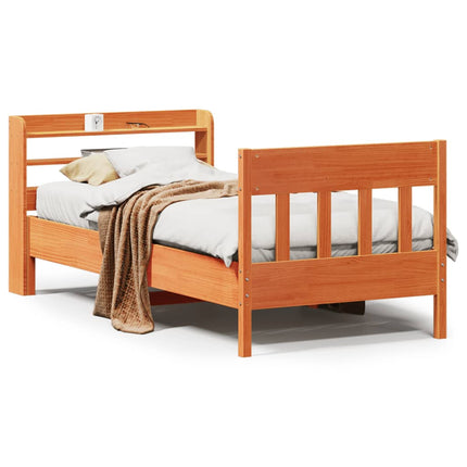 sengeramme uden madras 75x190 cm massivt fyrretræ gyldenbrun