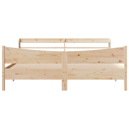 sengeramme med sengegavl 200x200 cm massivt fyrretræ