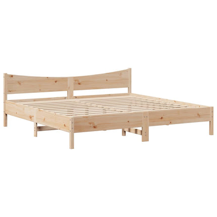 sengeramme med sengegavl 200x200 cm massivt fyrretræ