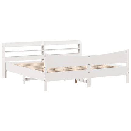 sengeramme med sengegavl 200x200 cm massivt fyrretræ hvid