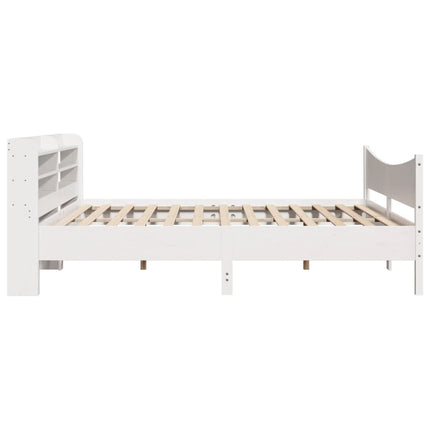 sengeramme med sengegavl 200x200 cm massivt fyrretræ hvid