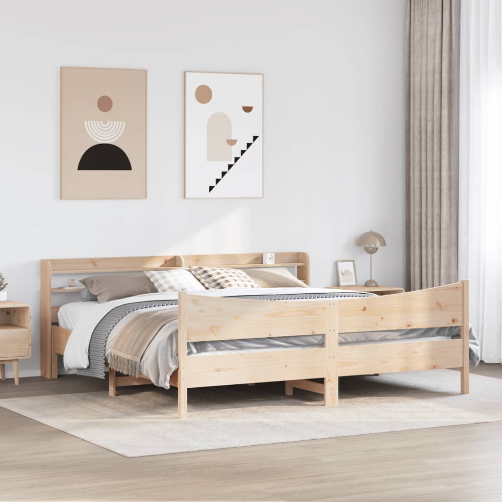 sengeramme med sengegavl 180x200 cm massivt fyrretræ