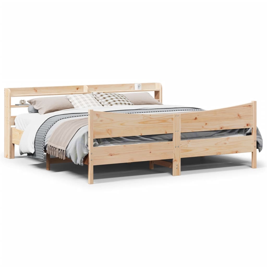 sengeramme med sengegavl 180x200 cm massivt fyrretræ