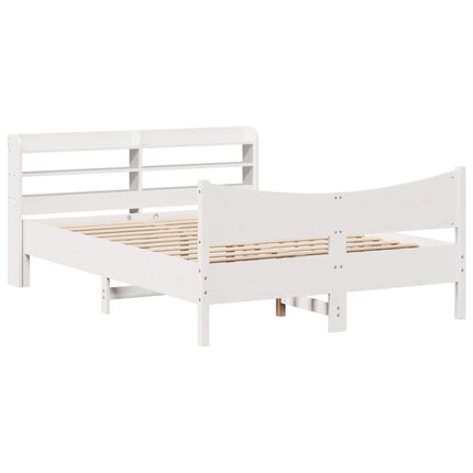 sengeramme med sengegavl 160x200 cm massivt fyrretræ hvid