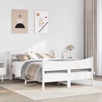 sengeramme med sengegavl 160x200 cm massivt fyrretræ hvid