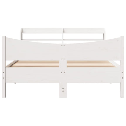 sengeramme med sengegavl 160x200 cm massivt fyrretræ hvid
