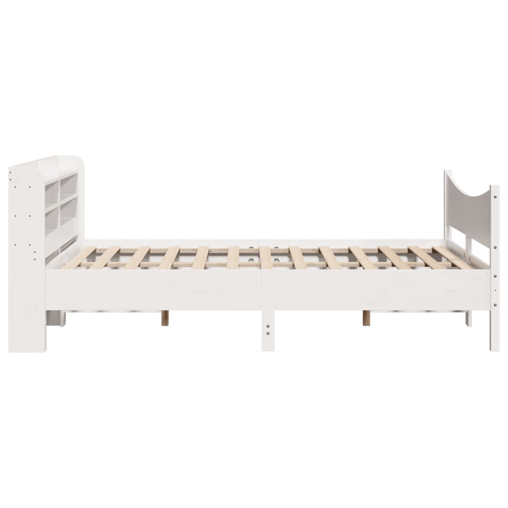 sengeramme med sengegavl 160x200 cm massivt fyrretræ hvid