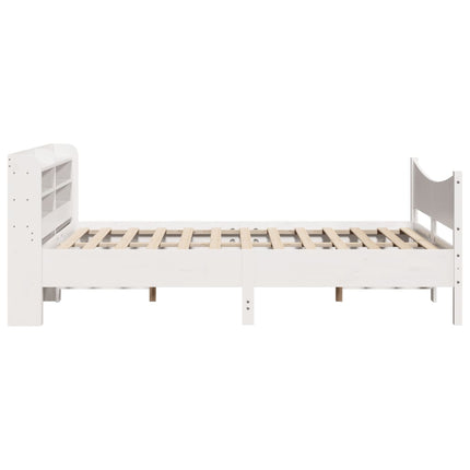 sengeramme med sengegavl 160x200 cm massivt fyrretræ hvid