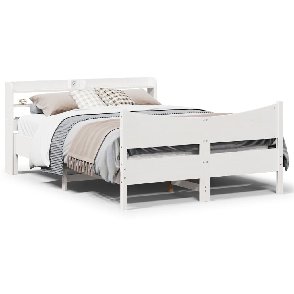 sengeramme med sengegavl 160x200 cm massivt fyrretræ hvid