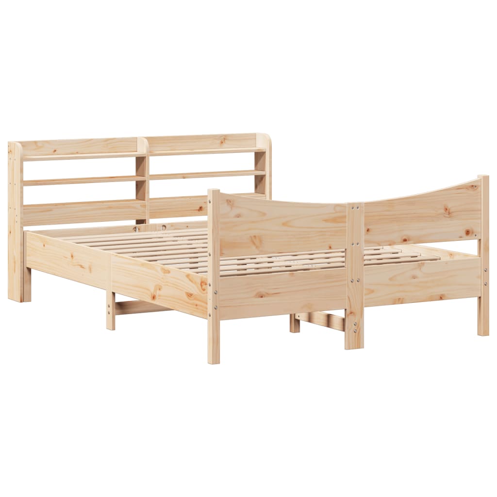 sengeramme med sengegavl 150x200 cm massivt fyrretræ