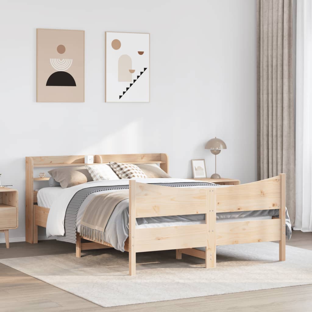 sengeramme med sengegavl 150x200 cm massivt fyrretræ
