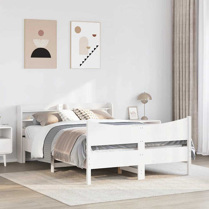 sengeramme med sengegavl 150x200 cm massivt fyrretræ hvid