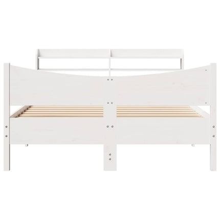 sengeramme med sengegavl 150x200 cm massivt fyrretræ hvid