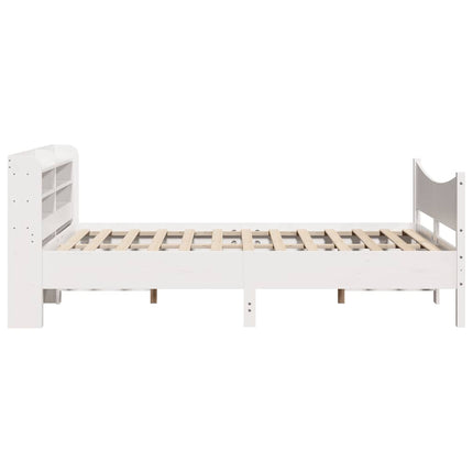 sengeramme med sengegavl 150x200 cm massivt fyrretræ hvid