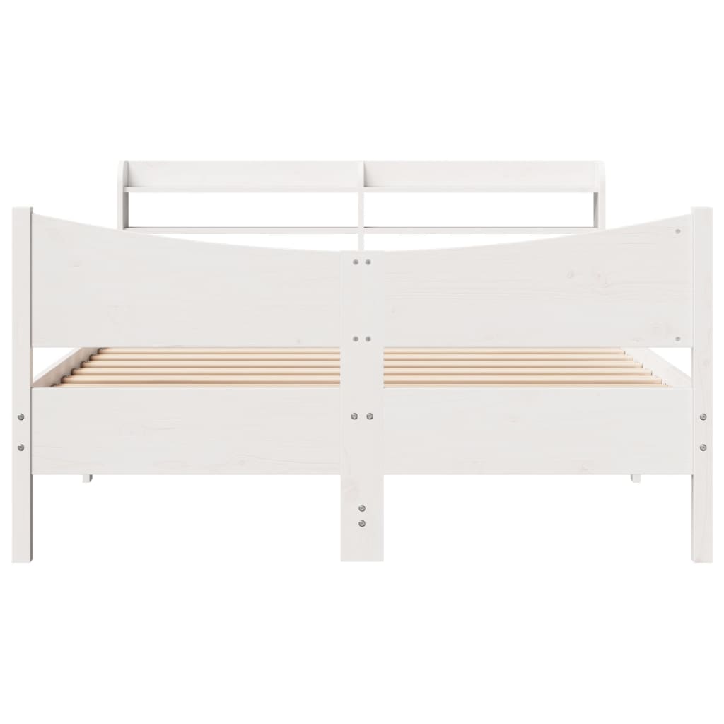 sengeramme med sengegavl 140x200 cm massivt fyrretræ hvid