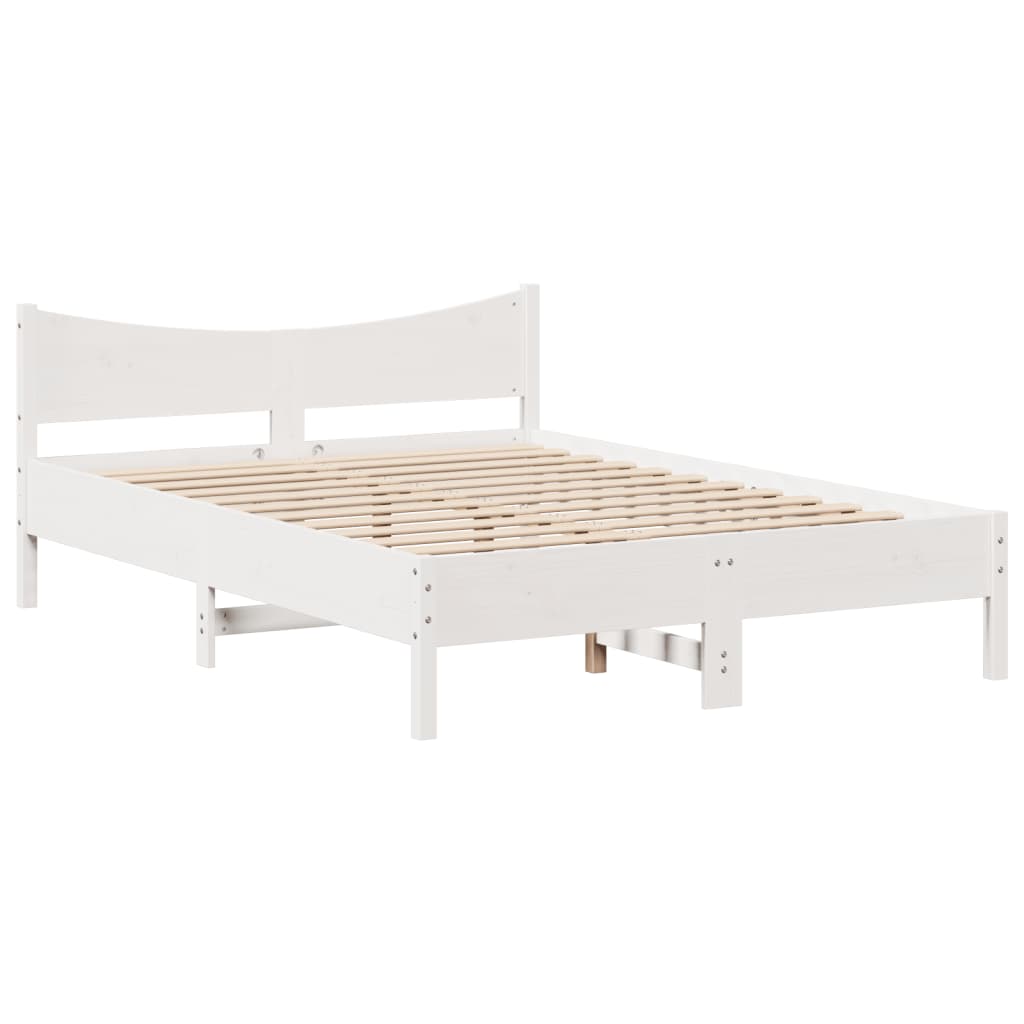 sengeramme med sengegavl 140x200 cm massivt fyrretræ hvid