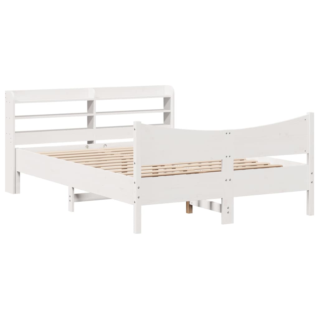 sengeramme med sengegavl 120x200 cm massivt fyrretræ hvid