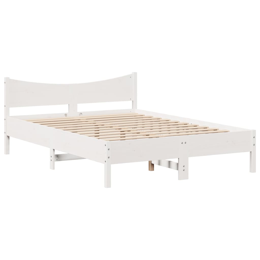 sengeramme med sengegavl 120x200 cm massivt fyrretræ hvid