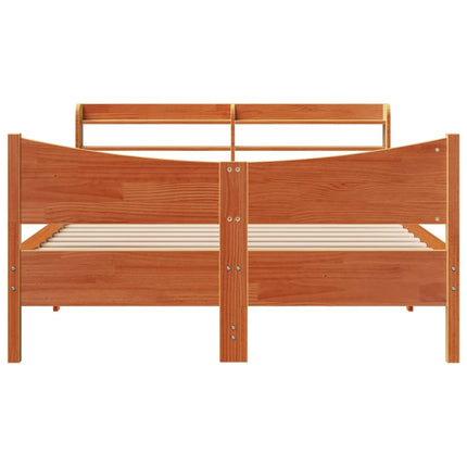 sengeramme med sengegavl 120x200 cm massivt fyrretræ gyldenbrun