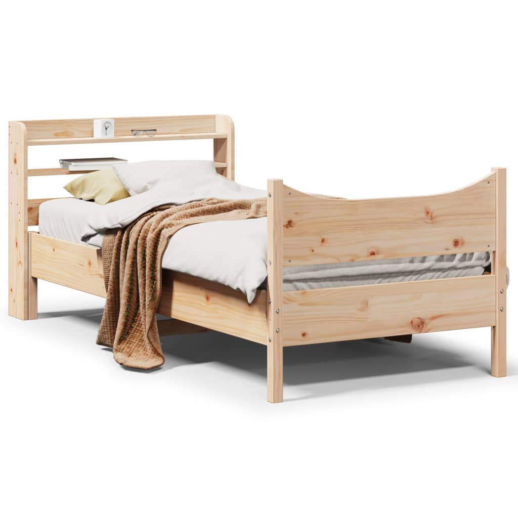 sengeramme med sengegavl 90x200 cm massivt fyrretræ