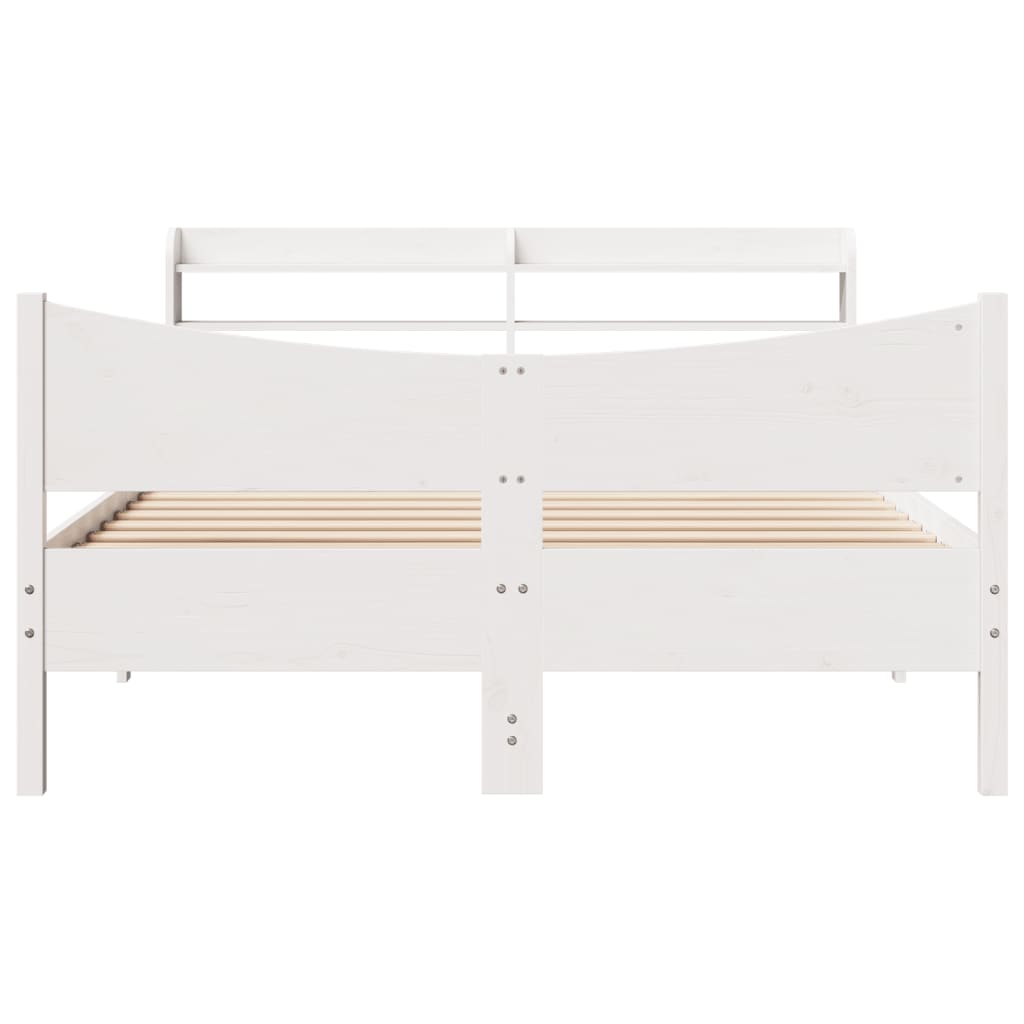 sengeramme med sengegavl 140x190 cm massivt fyrretræ hvid