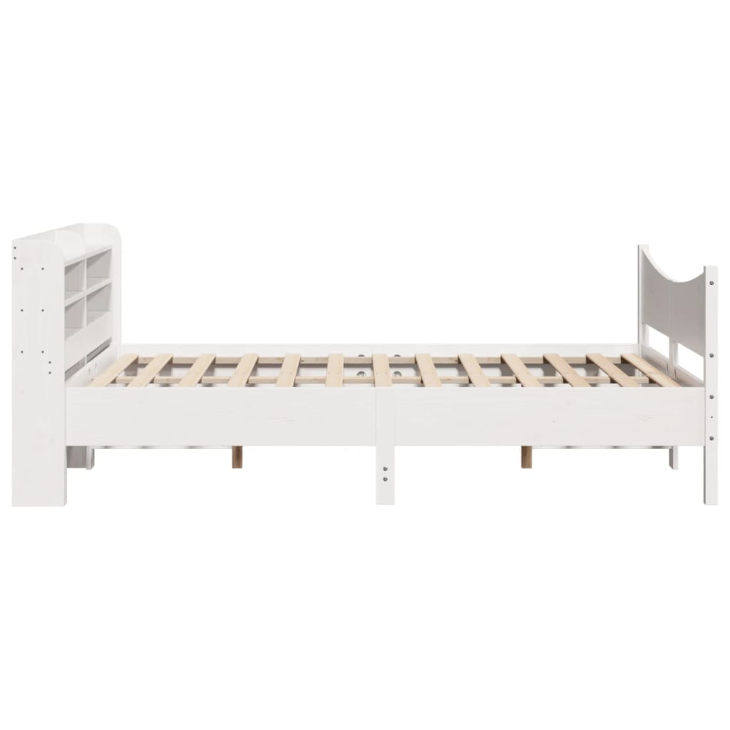 sengeramme med sengegavl 140x190 cm massivt fyrretræ hvid