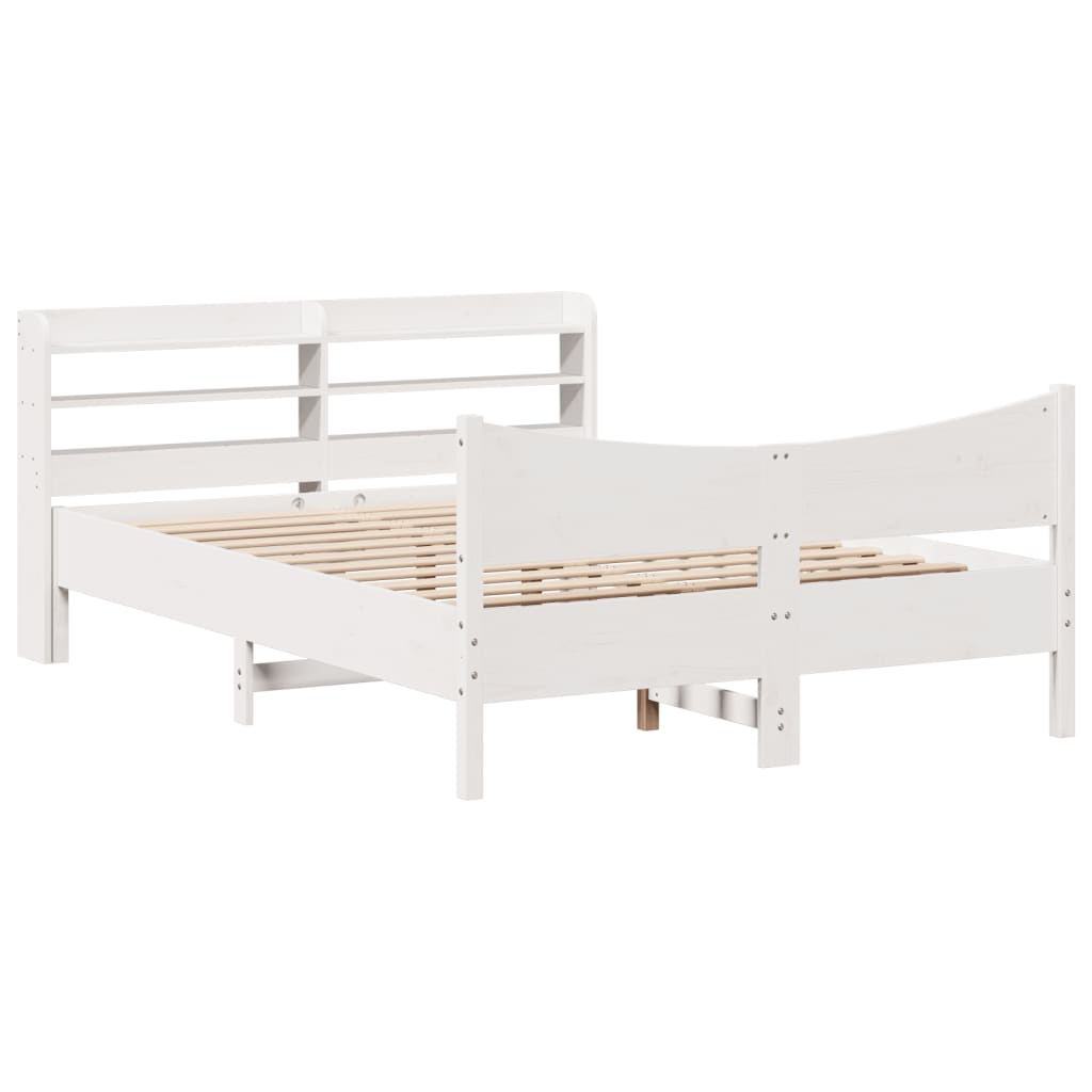 sengeramme med sengegavl135x190 cm massivt fyrretræ hvid