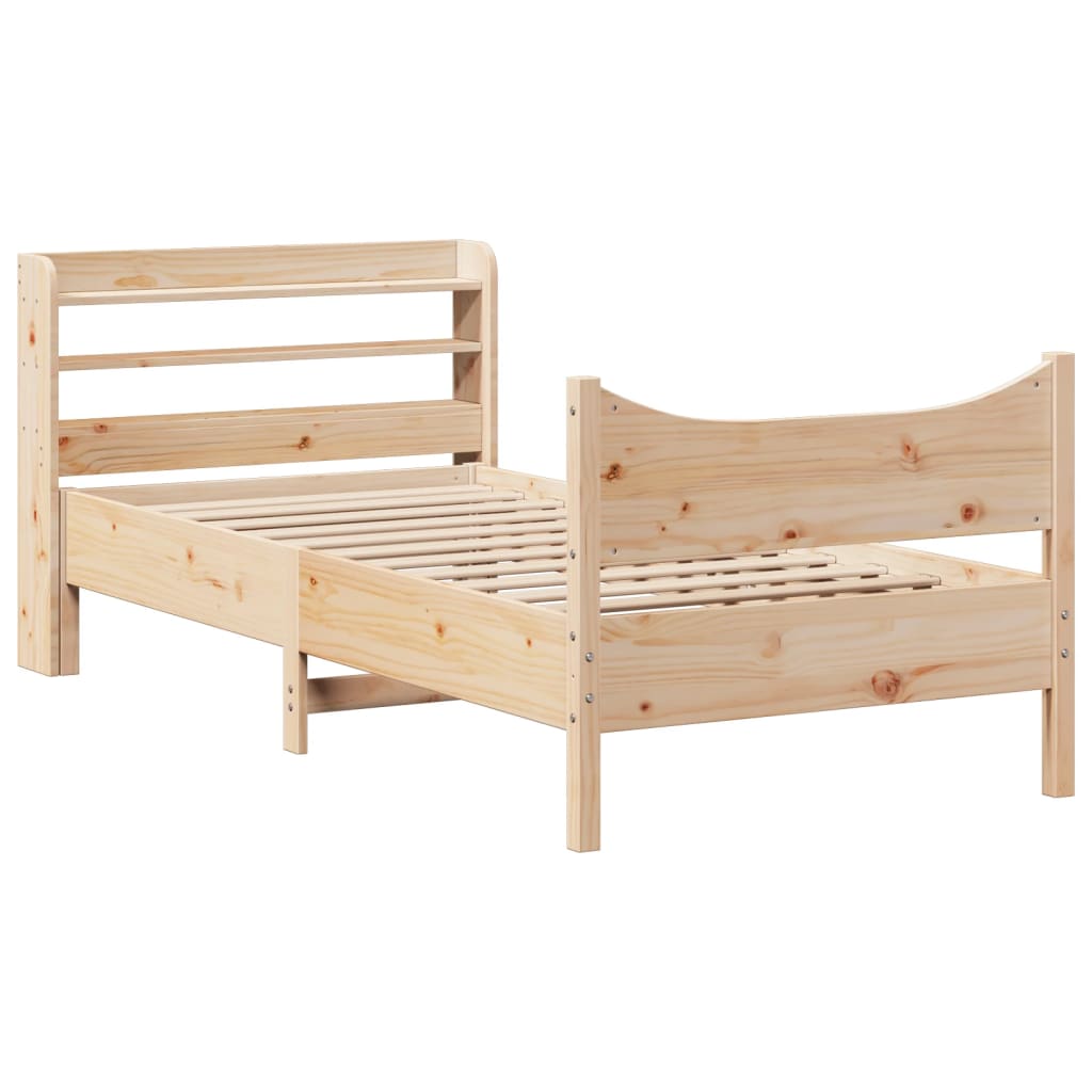 sengeramme med sengegavl 75x190 cm massivt fyrretræ