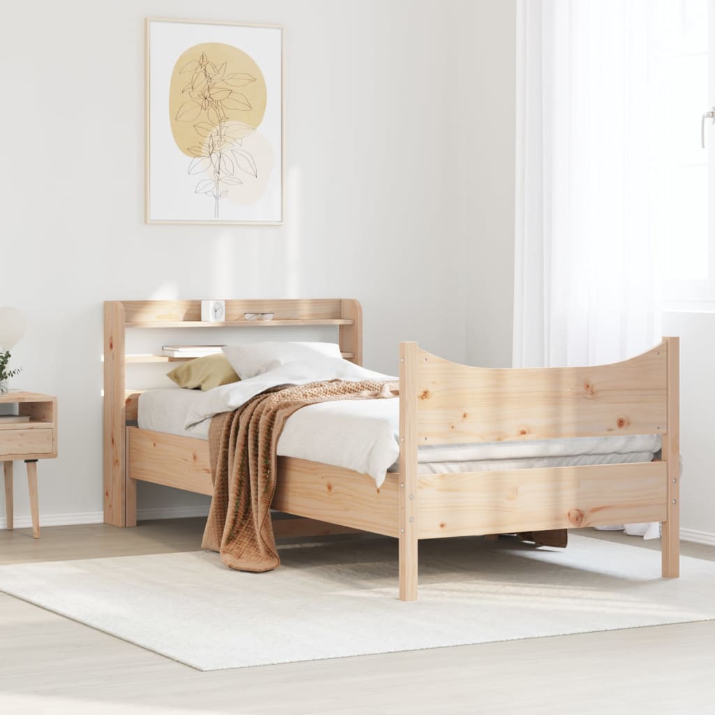 sengeramme med sengegavl 75x190 cm massivt fyrretræ