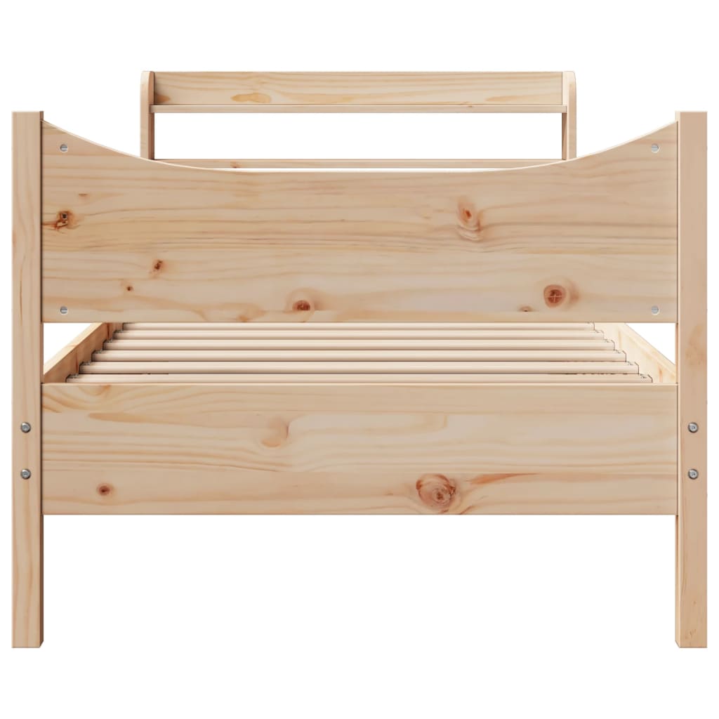 sengeramme med sengegavl 75x190 cm massivt fyrretræ