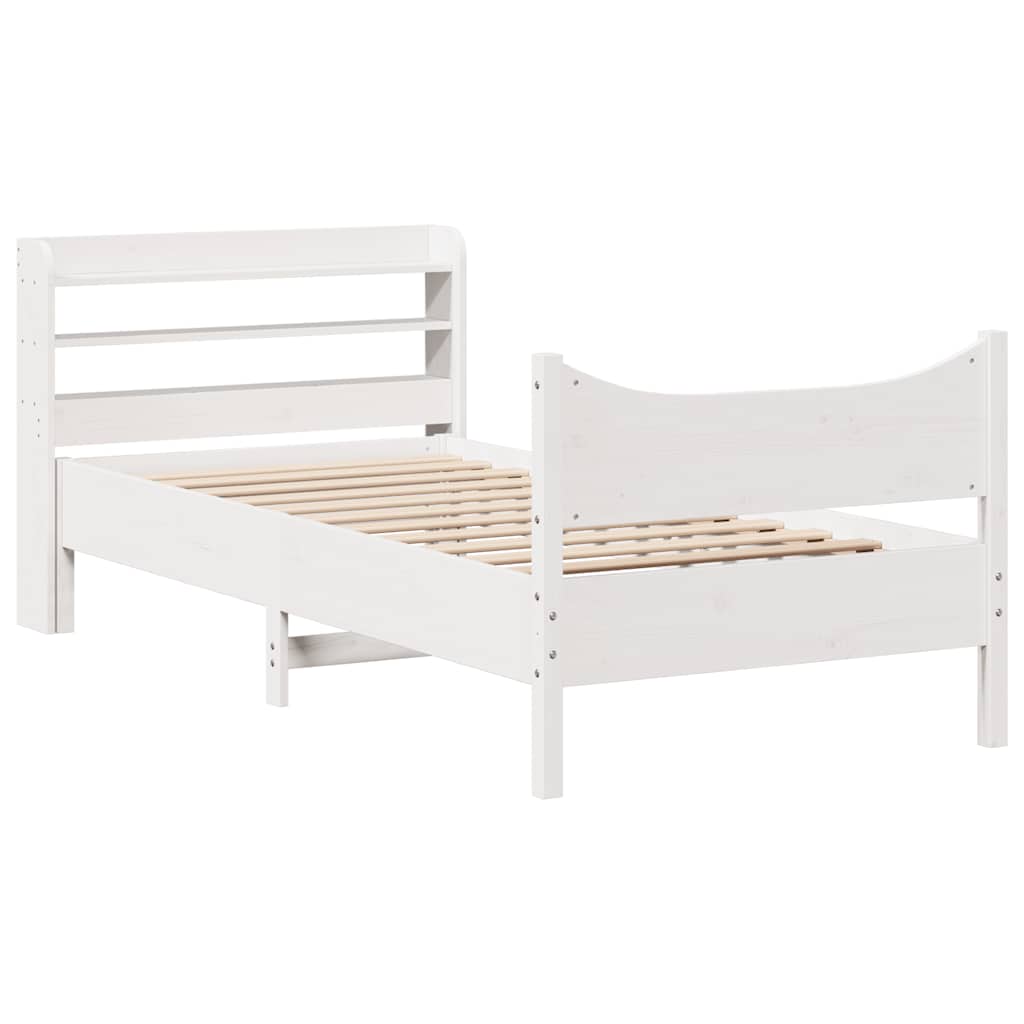 sengeramme med sengegavl 75x190 cm massivt fyrretræ hvid