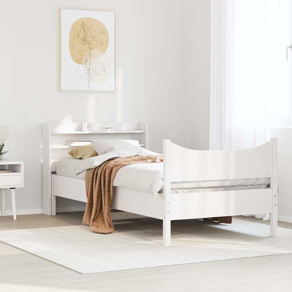 sengeramme med sengegavl 75x190 cm massivt fyrretræ hvid