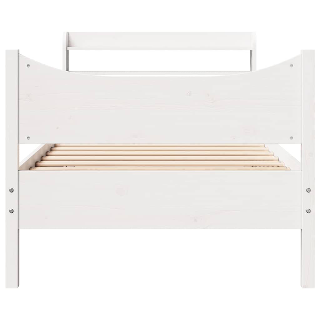 sengeramme med sengegavl 75x190 cm massivt fyrretræ hvid