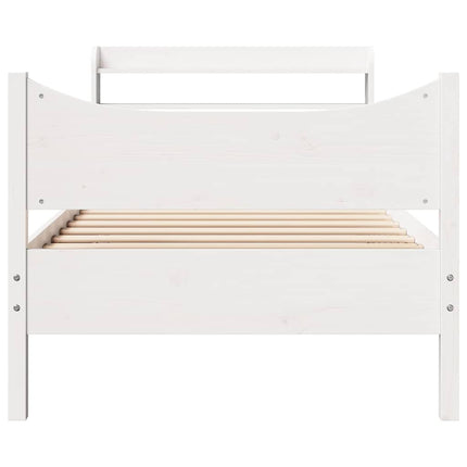 sengeramme med sengegavl 75x190 cm massivt fyrretræ hvid