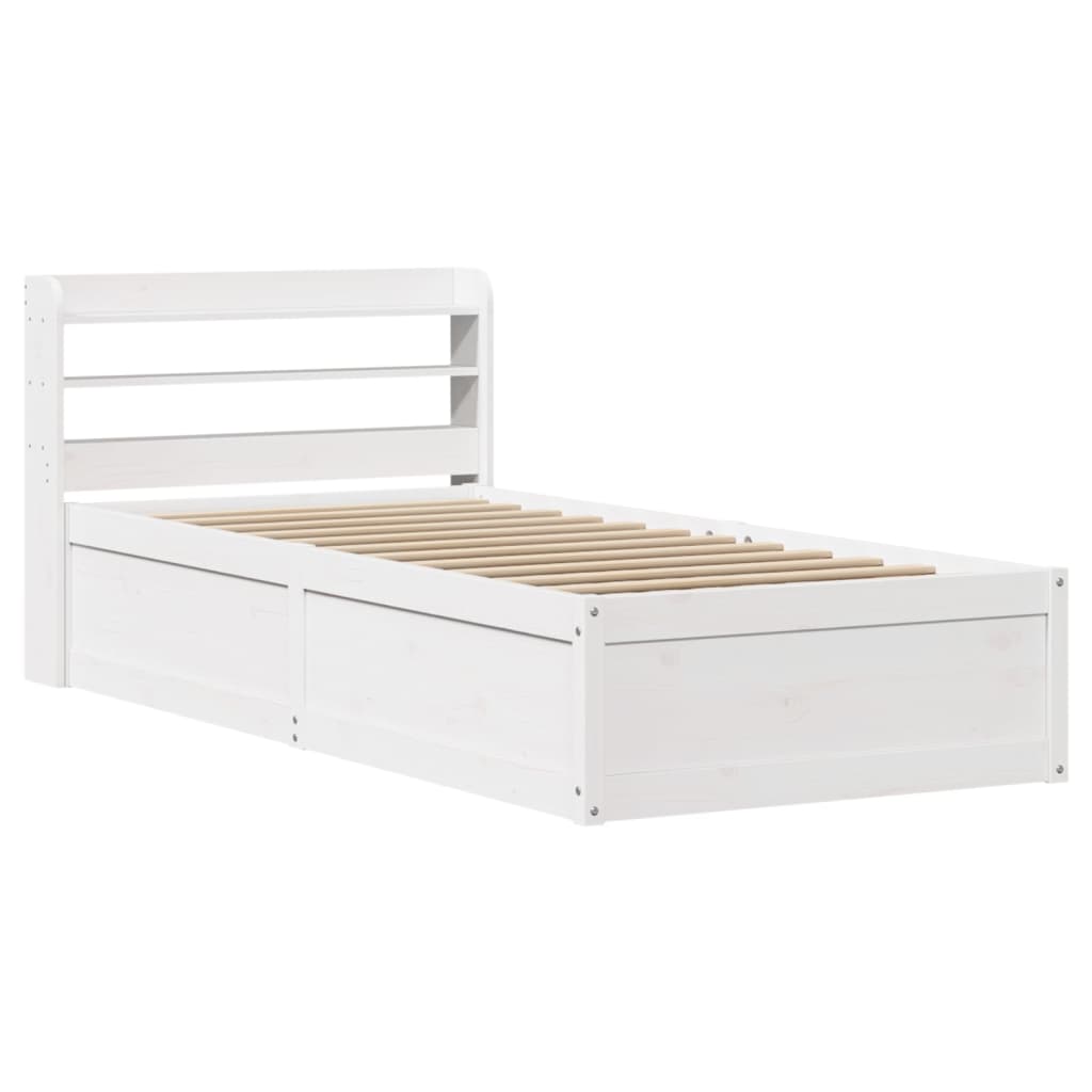 sengeramme med sengegavl 90x200 cm massivt fyrretræ hvid