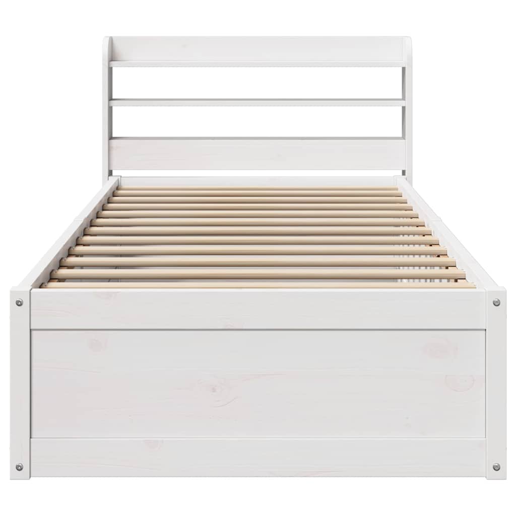 sengeramme med sengegavl 90x200 cm massivt fyrretræ hvid