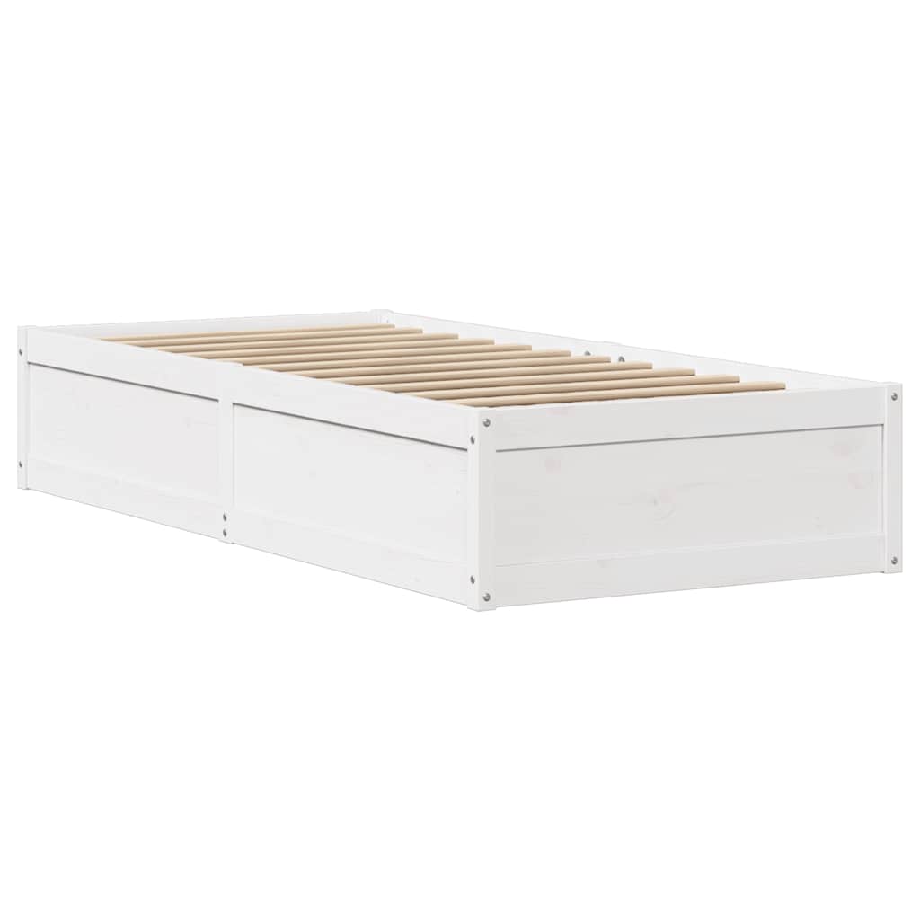 sengeramme med sengegavl 90x200 cm massivt fyrretræ hvid