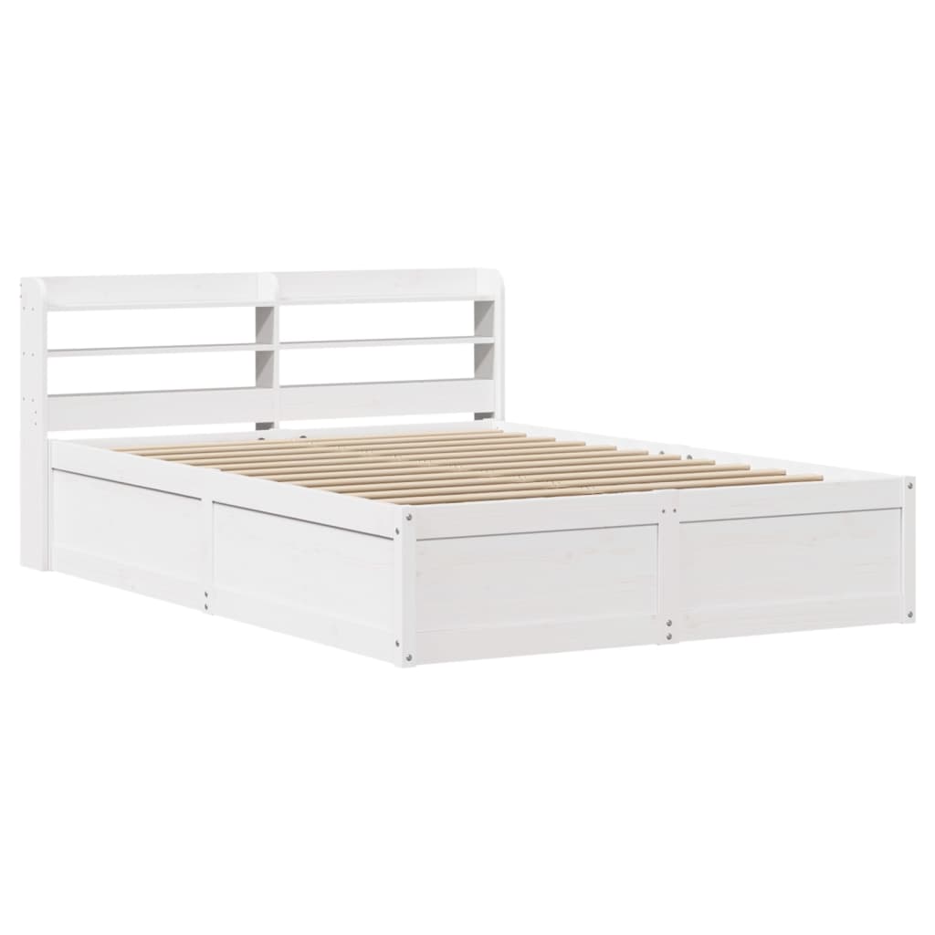 sengeramme med sengegavl 140x190 cm massivt fyrretræ hvid