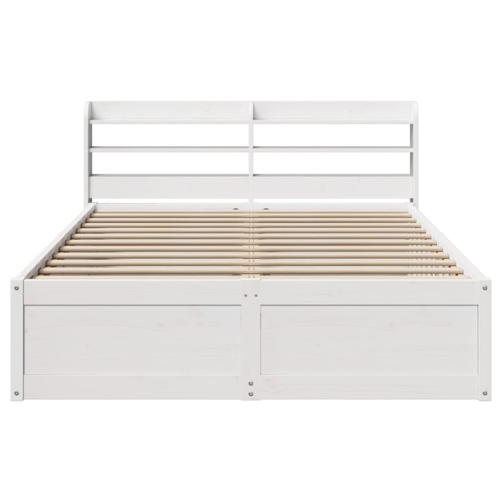 sengeramme med sengegavl 140x190 cm massivt fyrretræ hvid
