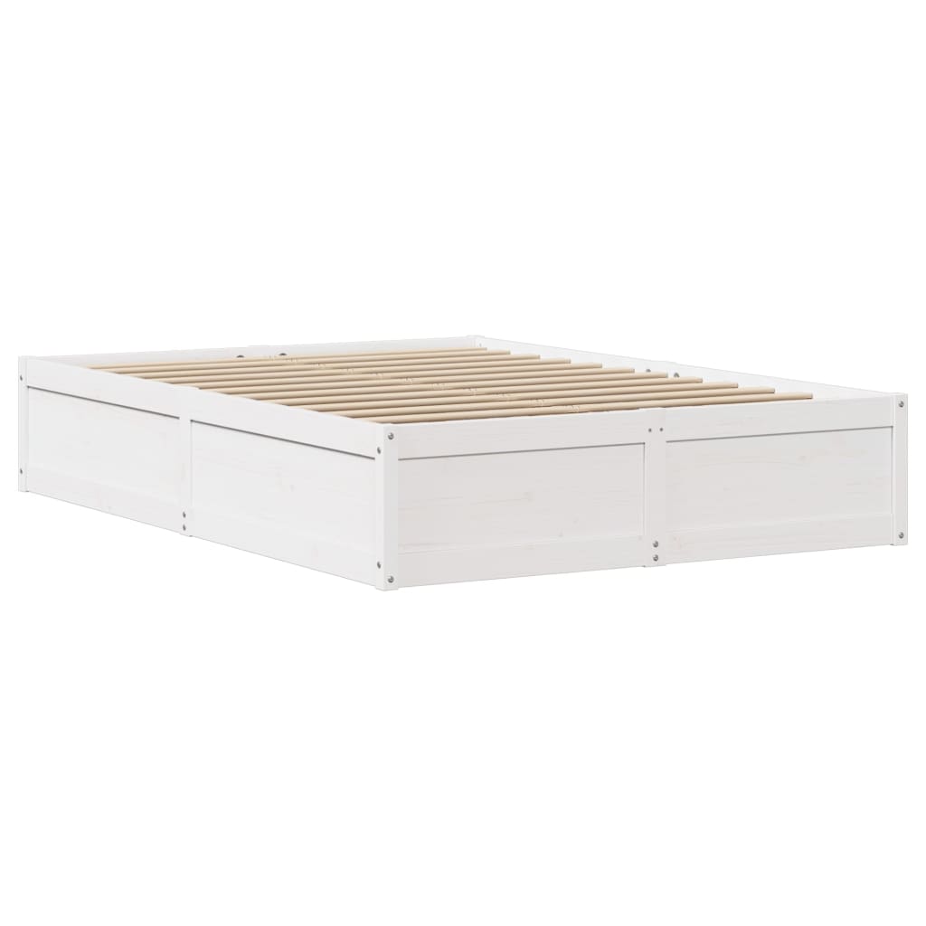 sengeramme med sengegavl 140x190 cm massivt fyrretræ hvid
