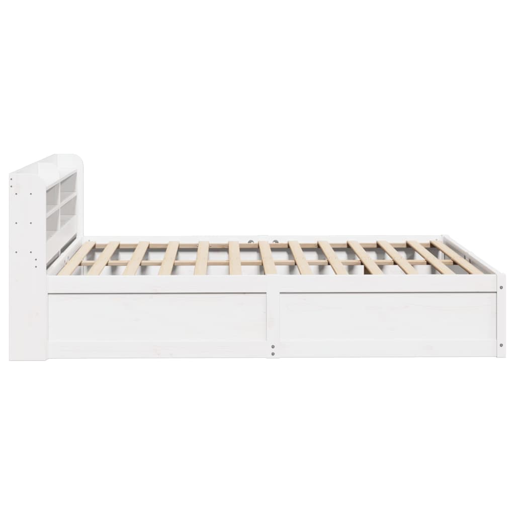 sengeramme med sengegavl 140x190 cm massivt fyrretræ hvid