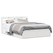 sengeramme med sengegavl 140x190 cm massivt fyrretræ hvid