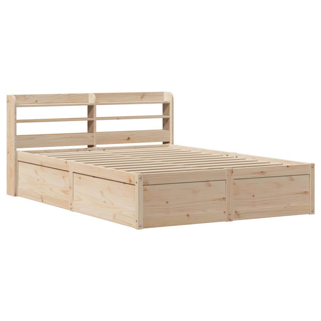 sengeramme med sengegavl 135x190 cm massivt fyrretræ hvid