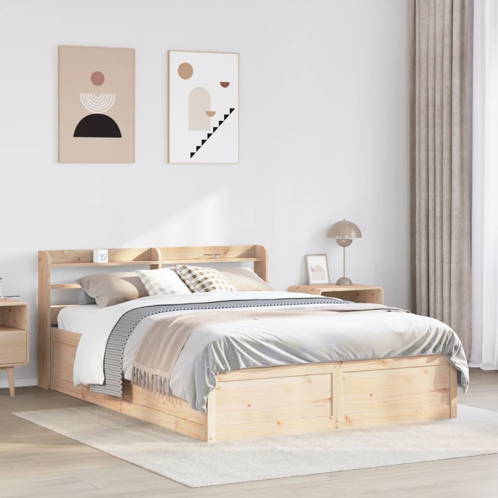 sengeramme med sengegavl 135x190 cm massivt fyrretræ hvid