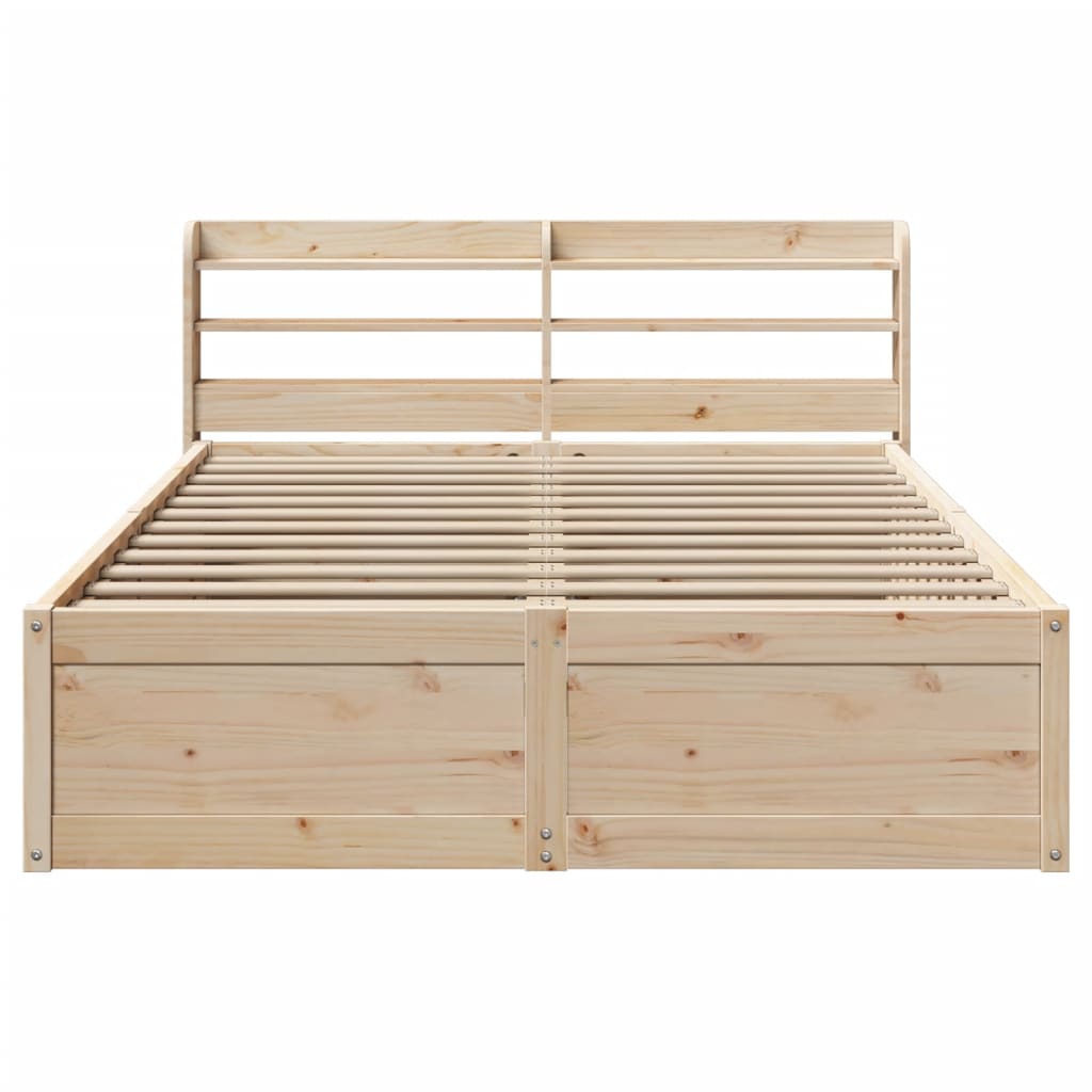 sengeramme med sengegavl 135x190 cm massivt fyrretræ hvid