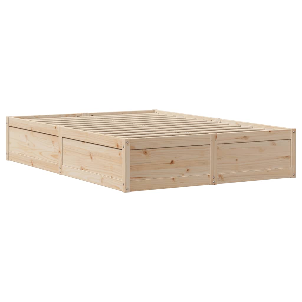 sengeramme med sengegavl 135x190 cm massivt fyrretræ hvid